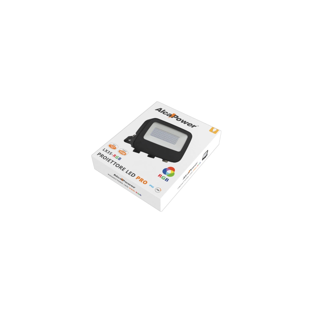Alcapower Proiettore LED serie PRO 39W RGB 220-240V, grado di protezione IP66, scocca in alluminio e vetro temperato, alta efficienza illuminotecnica