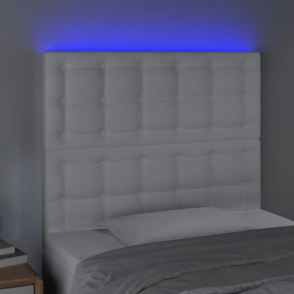 Testiera | Testata a LED Bianco 90x5x118/128 cm in Similpelle