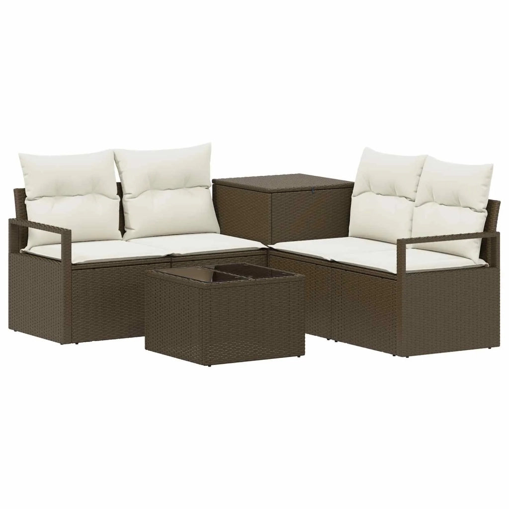 Set di divani 6 pz Marrone e Bianco Crema 3447238