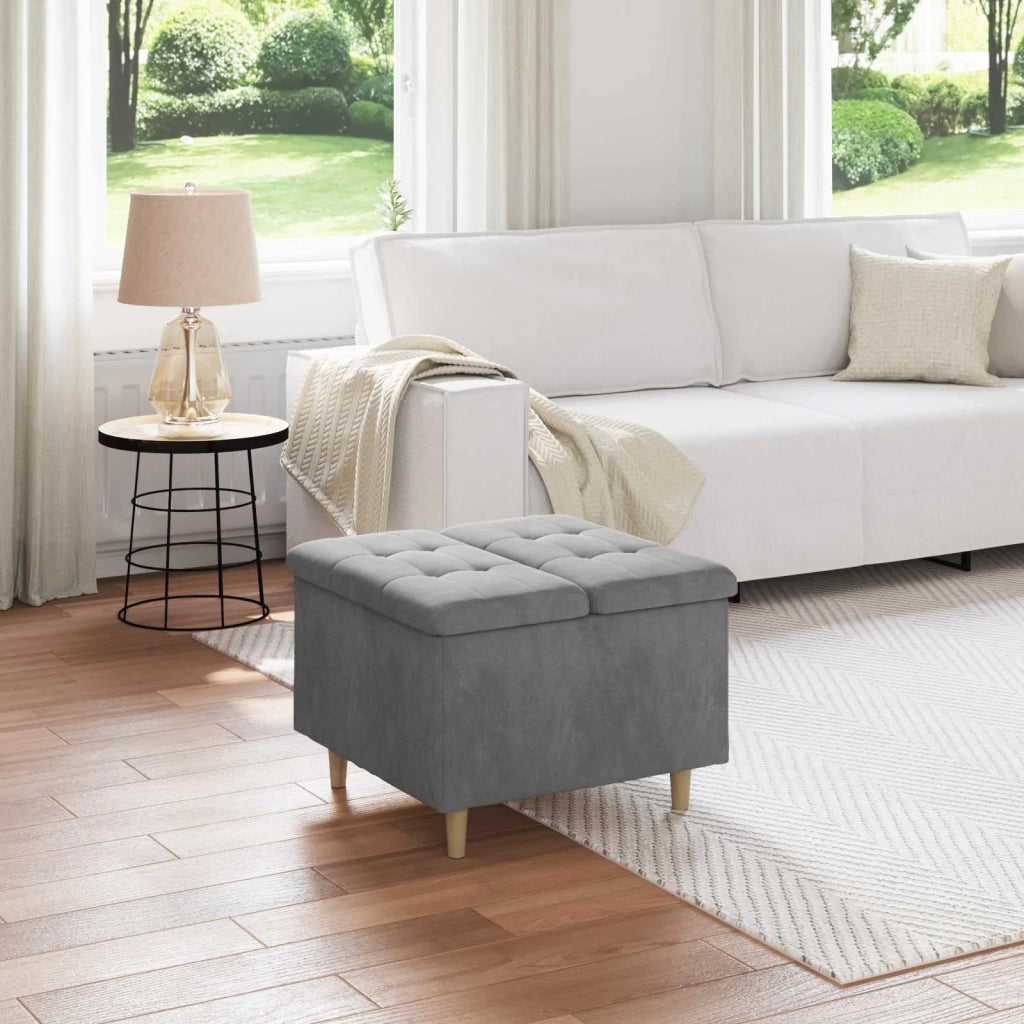 Pouf contenitore Grigio scuro 60 x 60 x 45 cm Velluto