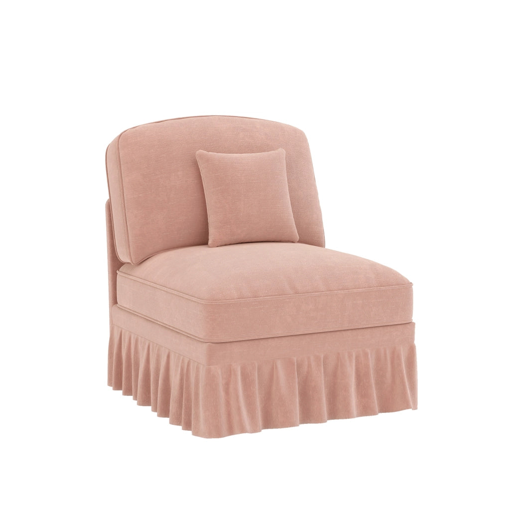 Divano in ciniglia rosa con cuscino