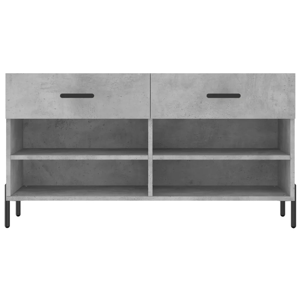 Panca Porta Scarpe | Scarpiera | Mobile per scarpe Grigio Cemento 102x35x55cm Legno Multistrato