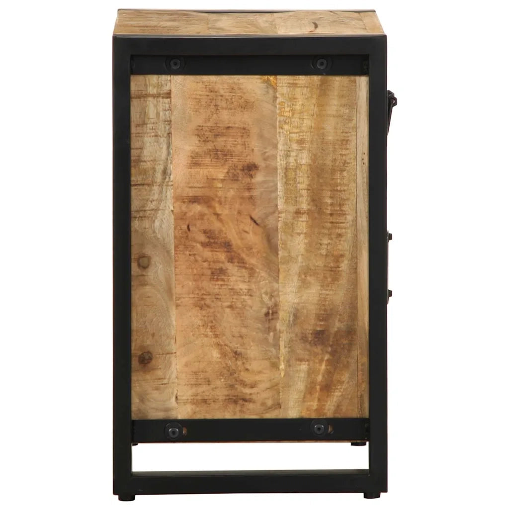 Comodino | Armadio da Notte | Mobiletto da notte 40x30x50 cm in Legno Massello di Mango Grezzo