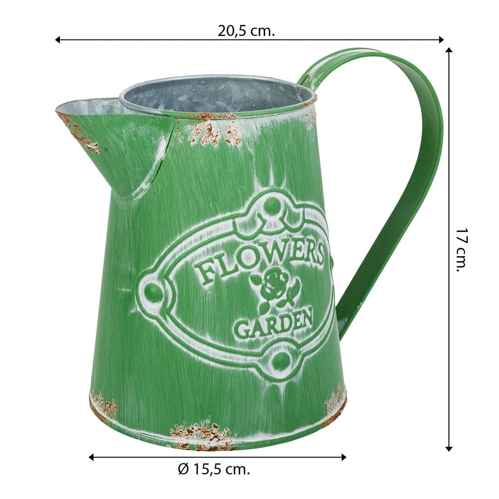 Brocca metallo verde 20,5xb13x15,5/17h td:9,5