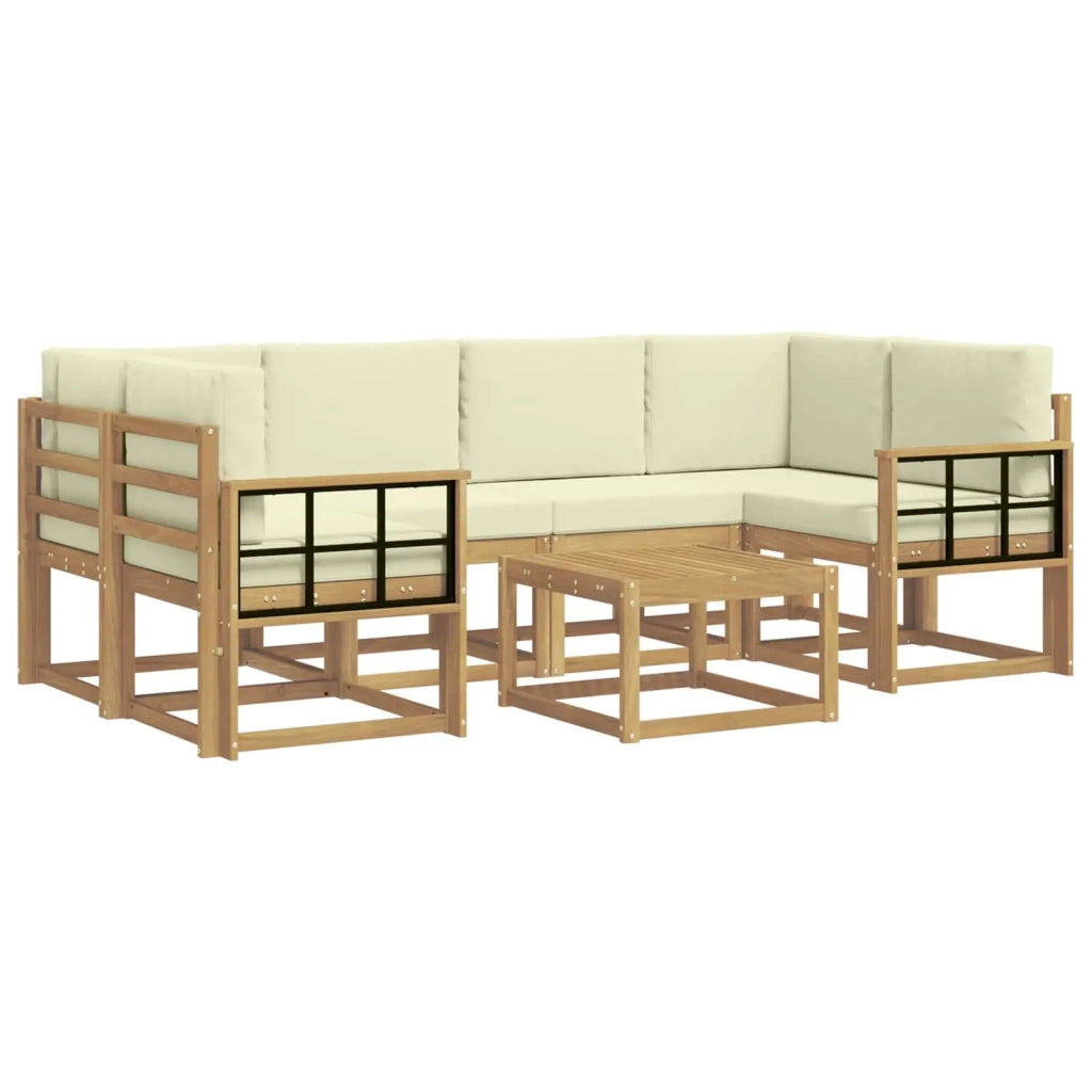 Set di divani da esterno con cuscino 7 pcs Bianco e Crema