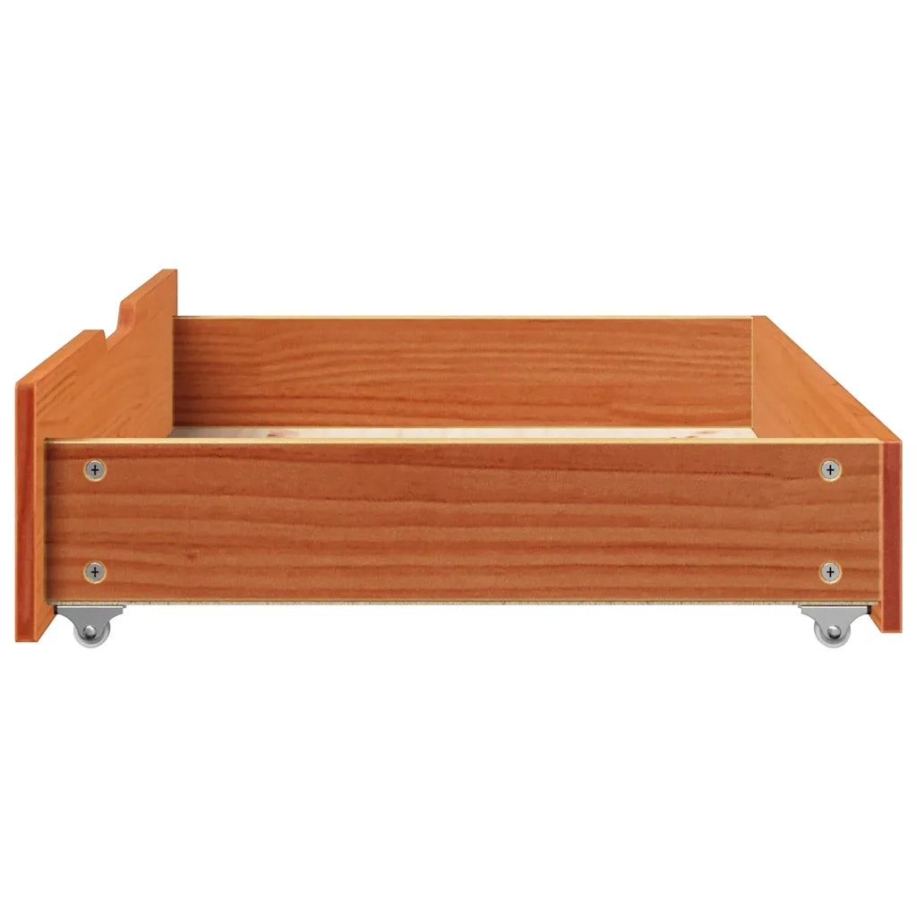 Cassettoni per Letto 2pz Marrone Cera 80x55x17 cm Legno di Pino 850931