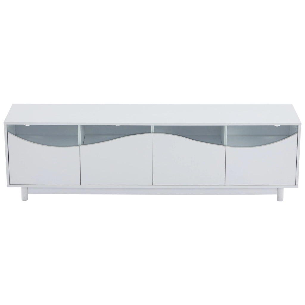 Mobile TV Design Curvo ¨C MINIMAL ¨C Bianco Lucido, Vetro Temperato, LED, 175x38x51