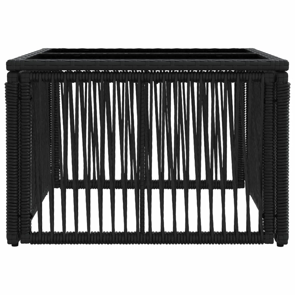 Tavolo da Giardino Nero 55 x 55 x 37 cm Rattan PE e Vetro 42035133