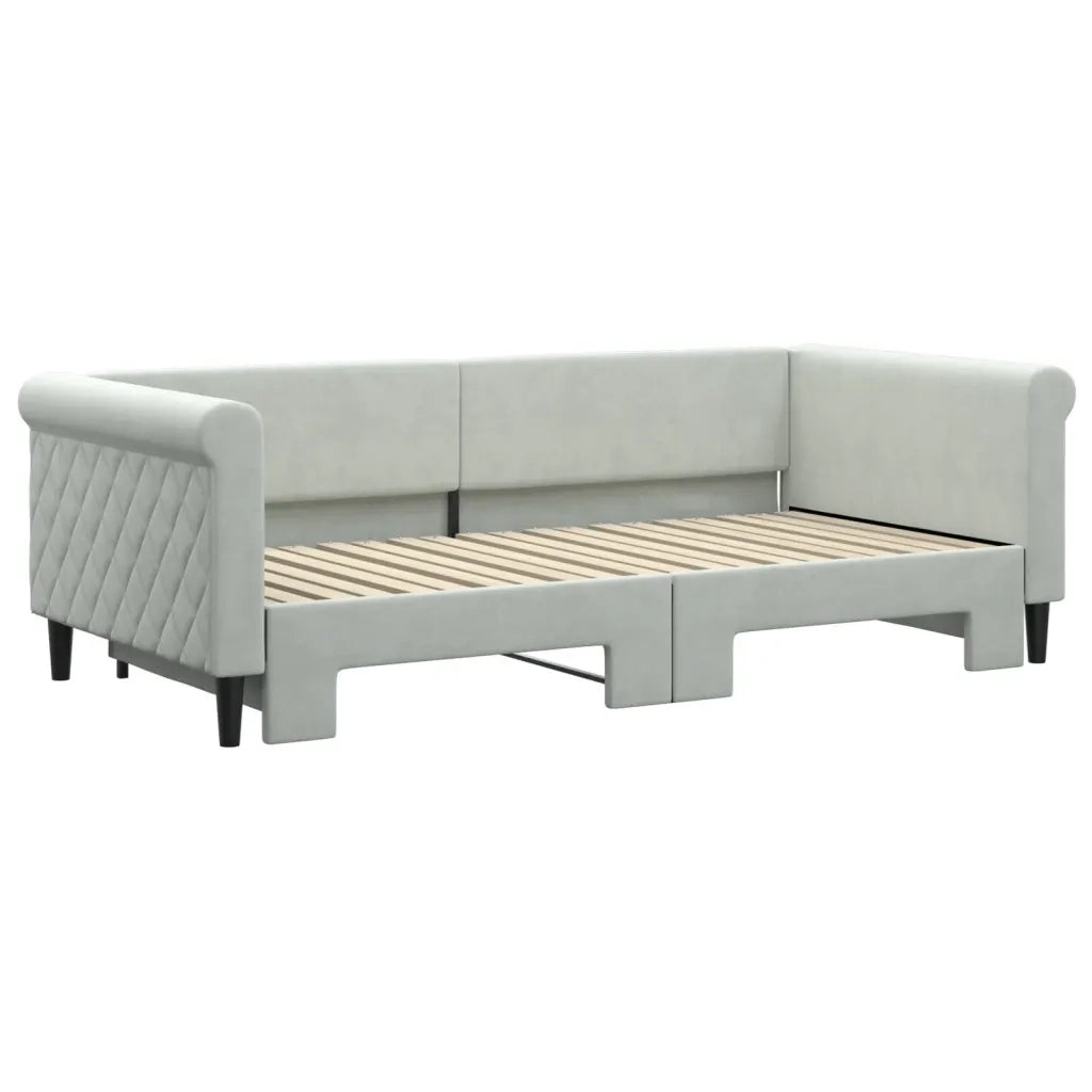 Divano Letto con Letto Estraibile Grigio Chiaro 90x190 Vellutocod mxl 130599