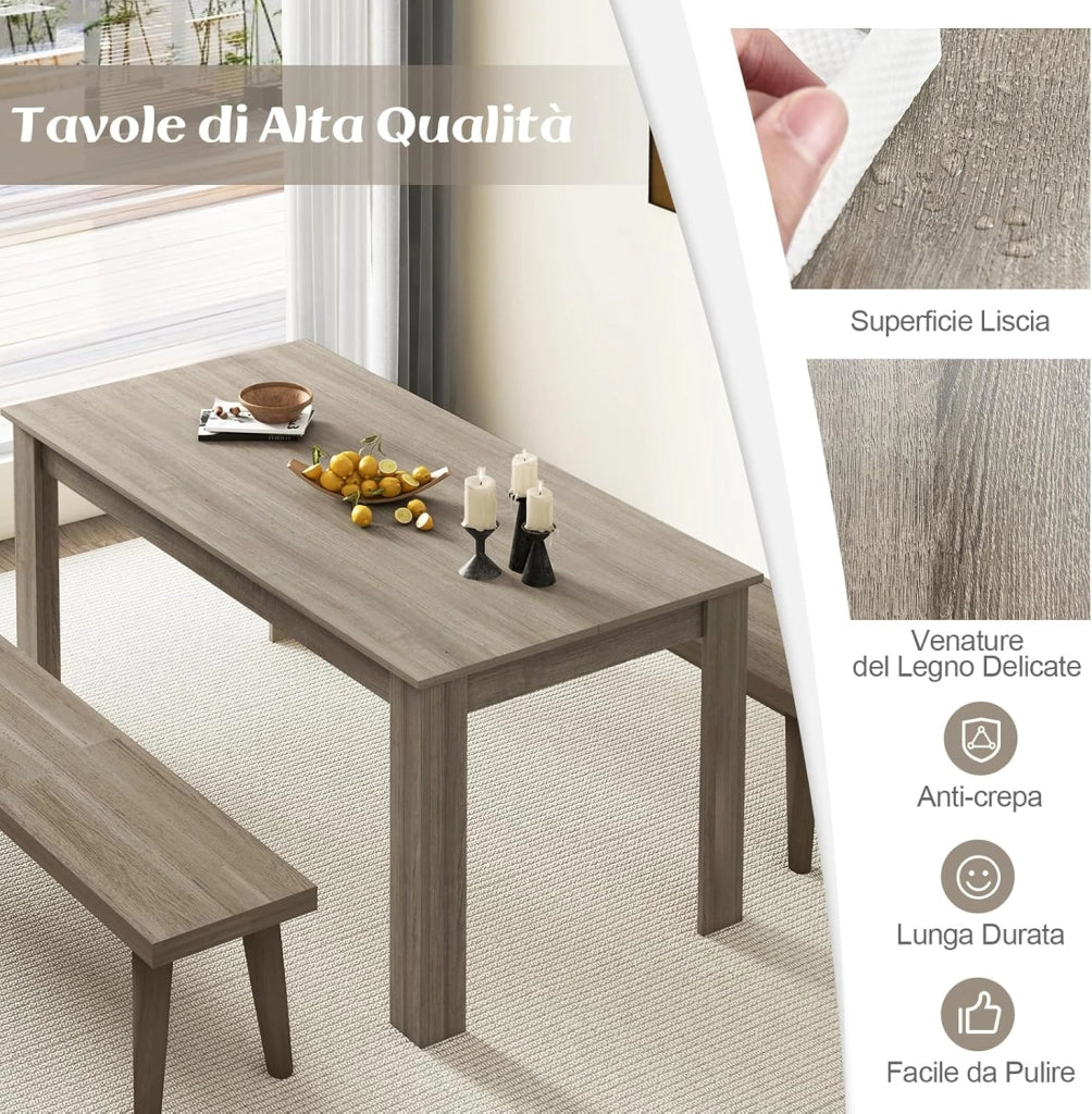 Tavolo da Pranzo 160 x 80 x 76 cm, Tavolo da Cucina Rettangolare con Piano Grande e Gambe Robuste, Tavolo per Massimo 8 Persone (Naturale)