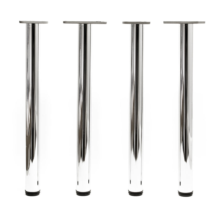 Set 4 gambe per tavolo regolabili in acciaio inox cromato Ø 60mm 870mm Piedi per mobili