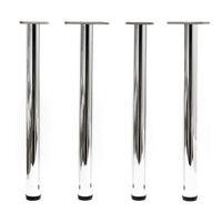 Set 4 gambe per tavolo regolabili in acciaio inox cromato Ø 60mm 870mm Piedi per mobili