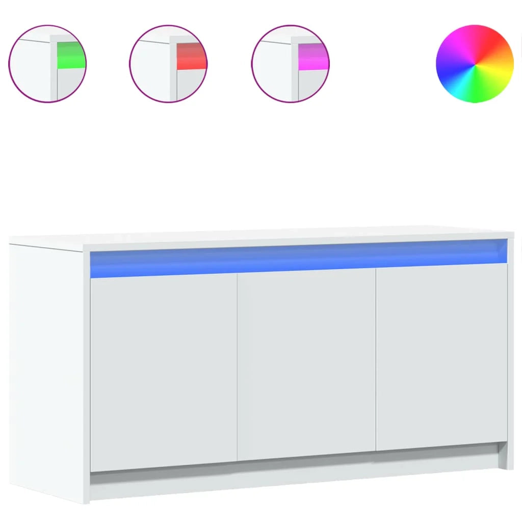 Mobile TV multimediale scaffale per televisione televisore buffet sala da pranzo soggiorno camera da letto con LED 100 x 34 x 50 cm derivati ​​del legno bianco 02_0026427