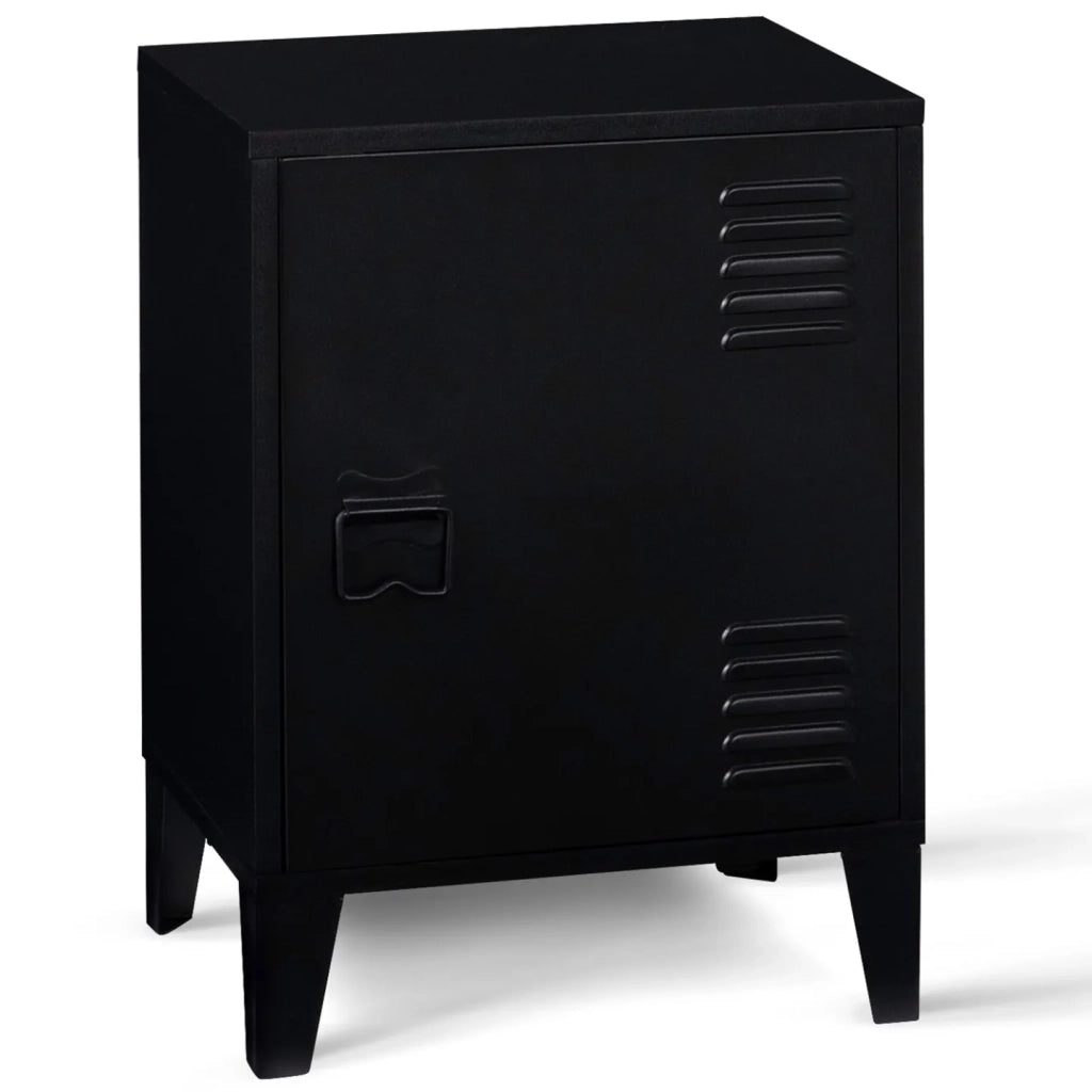 IDMarket - Comodini con 1 anta in metallo nero, design industriale ESTER