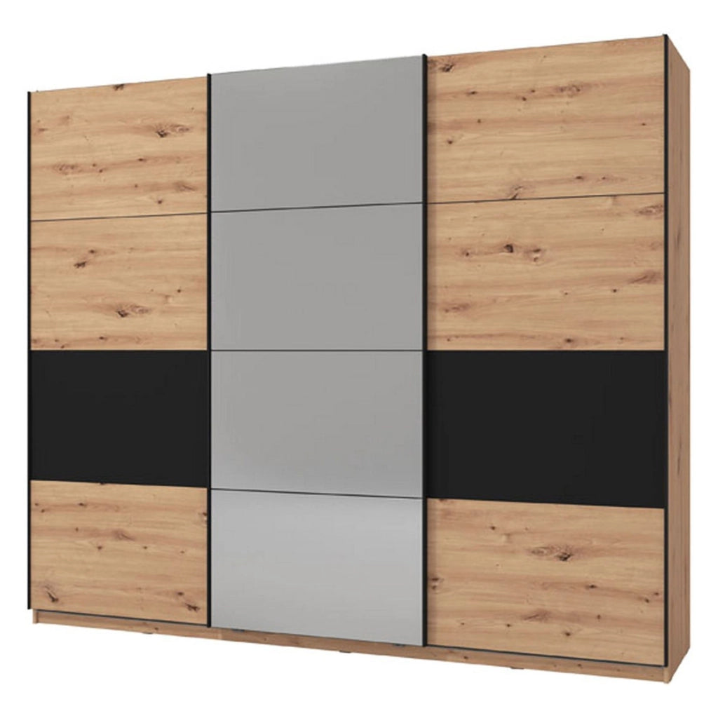 Armadio Camera da Letto Lavenone, Guardaroba Grande Appendiabiti, 262.5x224h cm Marrone Rovere Nodi
