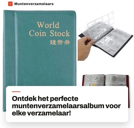 Album per collezione di monete 120 monete - Libro da collezione professionale - 10 pagine - Adatto per medaglie/monete - Dimensione compatta - Materiale duraturo - Contenitore per monete