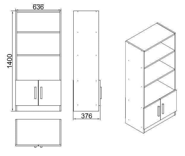 Biblioteca Patty, Libreria 3 Ripiani, 64x38x140h cm Marrone Noce