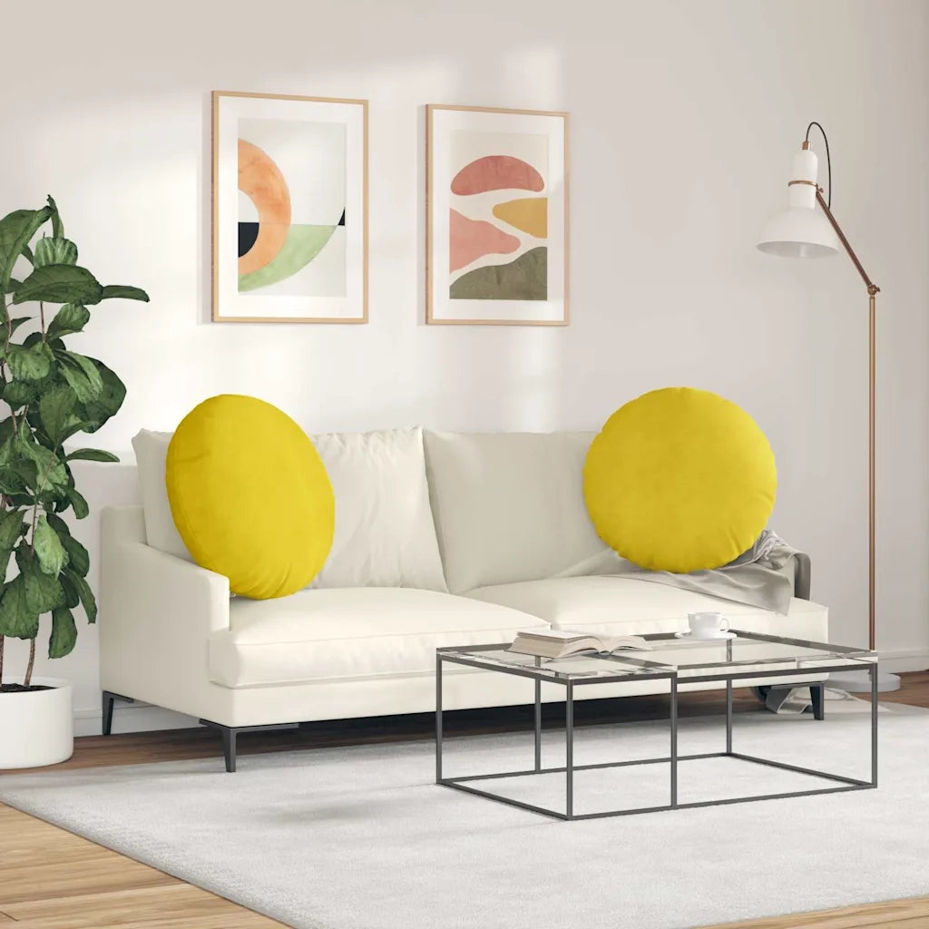 Cuscini per Seduta 2 pcs Giallo Ø 80 x 29 cm Velluto