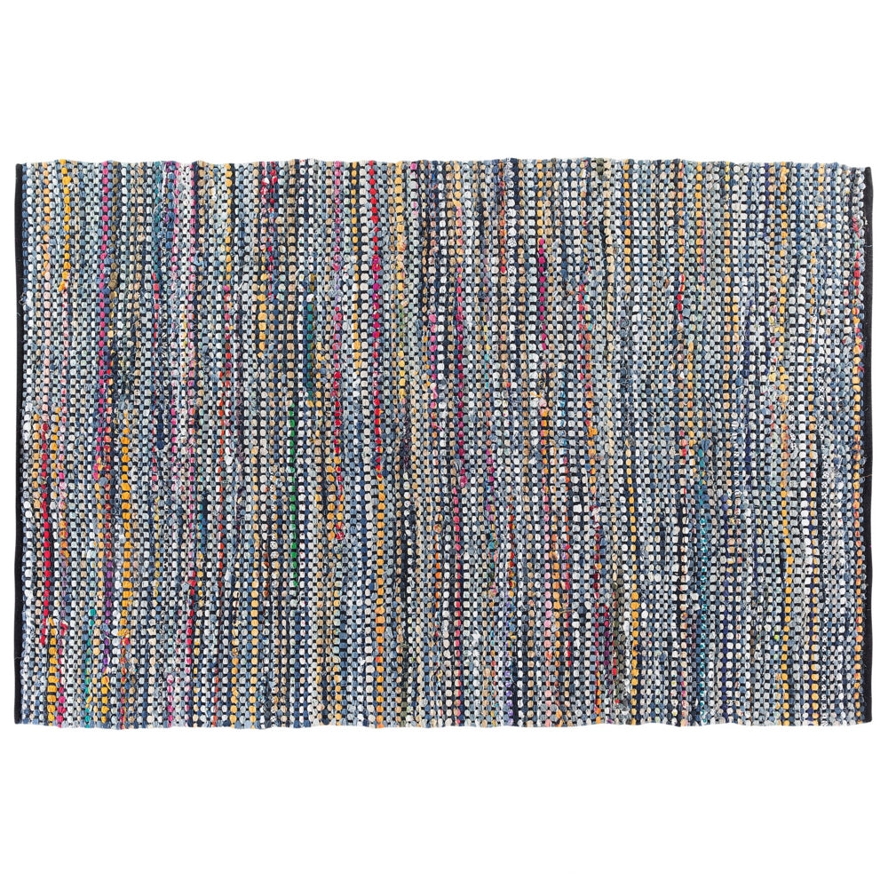 Tappeto tappetino Rag in cotone blu 140 x 200 cm rettangolare intrecciato a mano