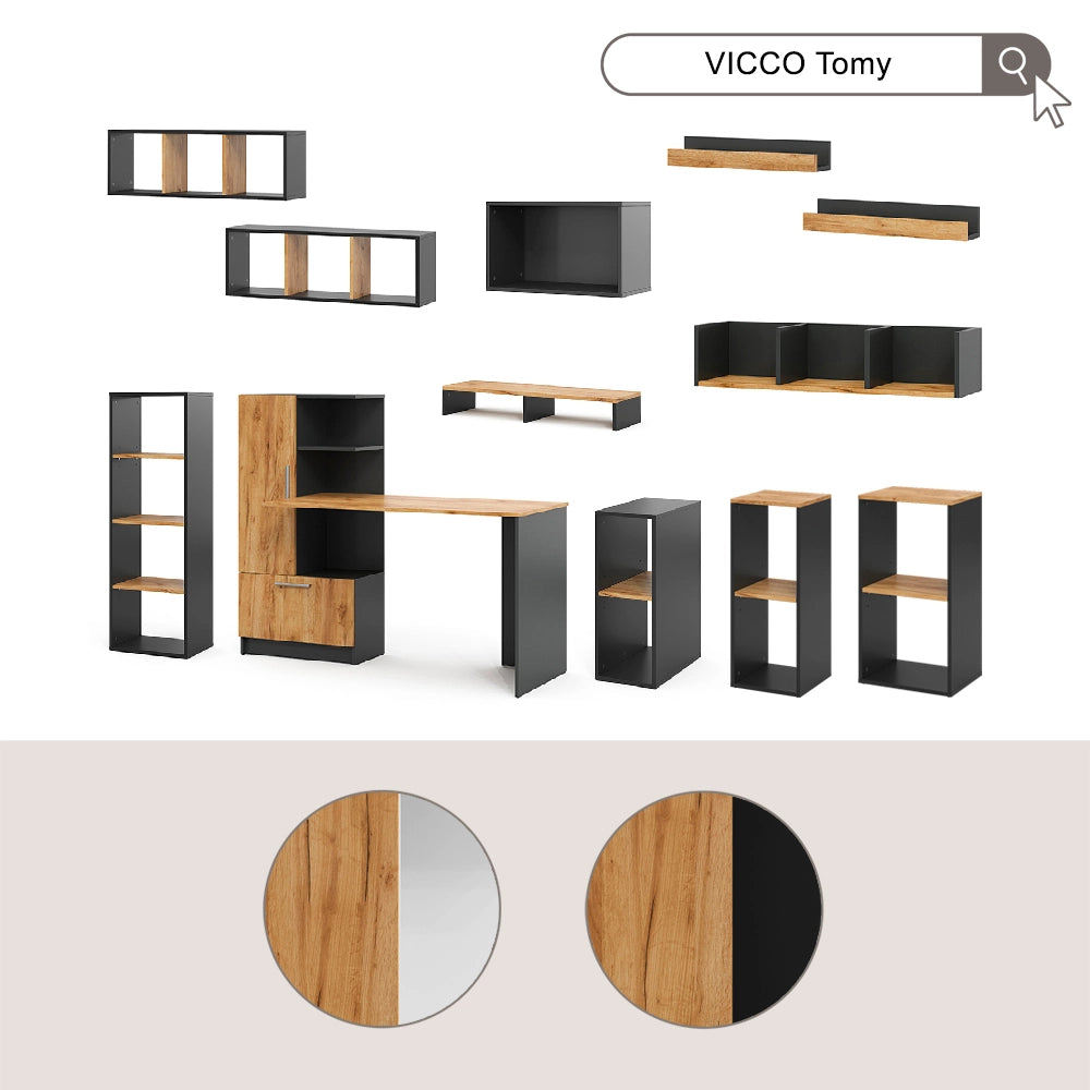 Vicco set scrivania Antracite/Rovere dorato 150 x 59 cm Set di 5