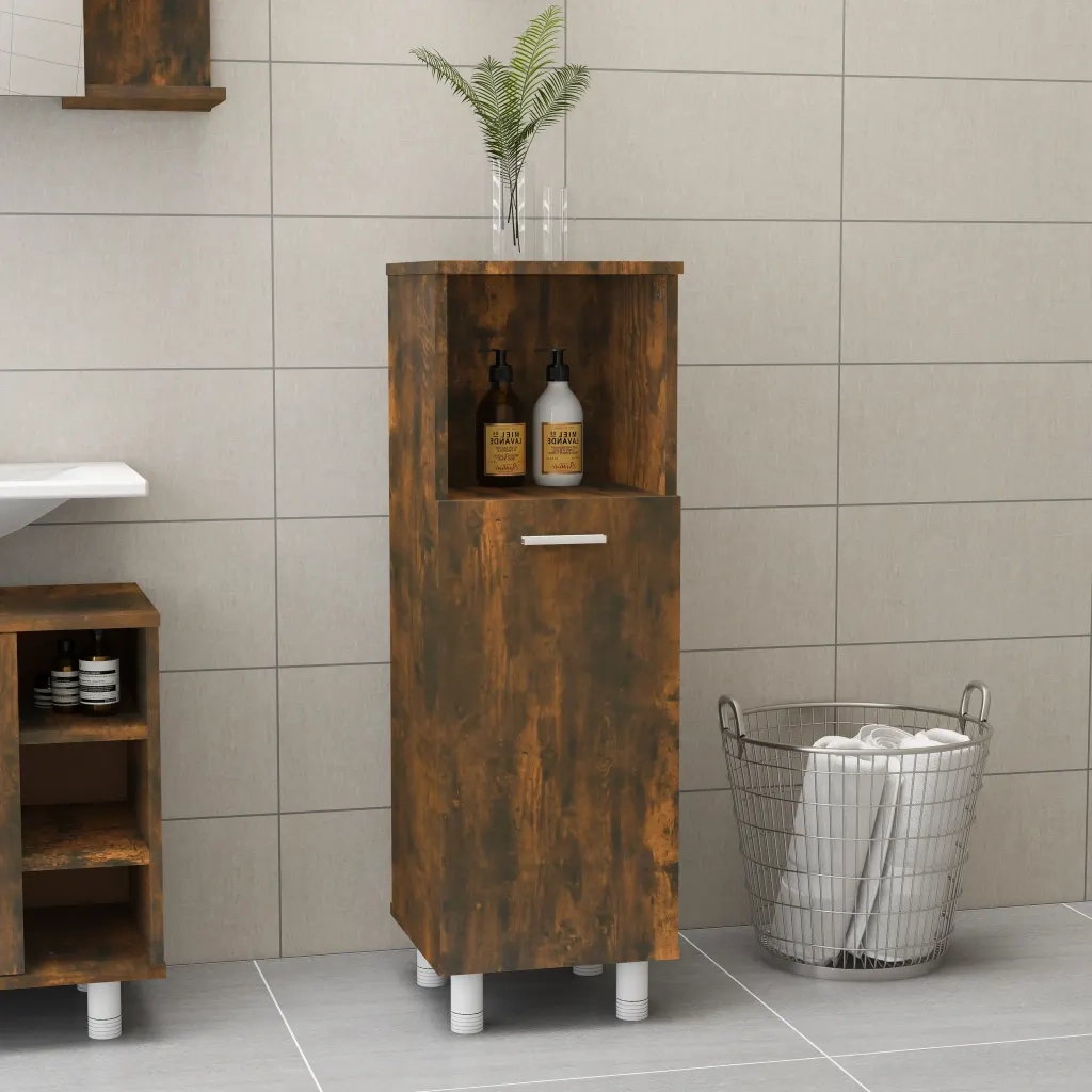 Armadietto Bagno Rovere Fumo 30x30x95 cm in Legno Multistrato cod mxl 20243