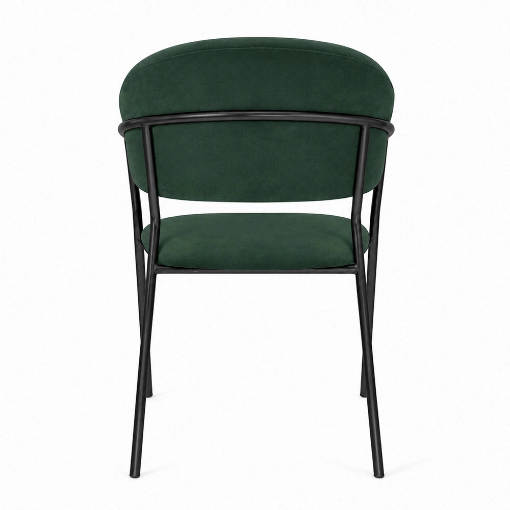 Sedie da sala da pranzo set da 2 Aurelia in velluto verde con gambe nere