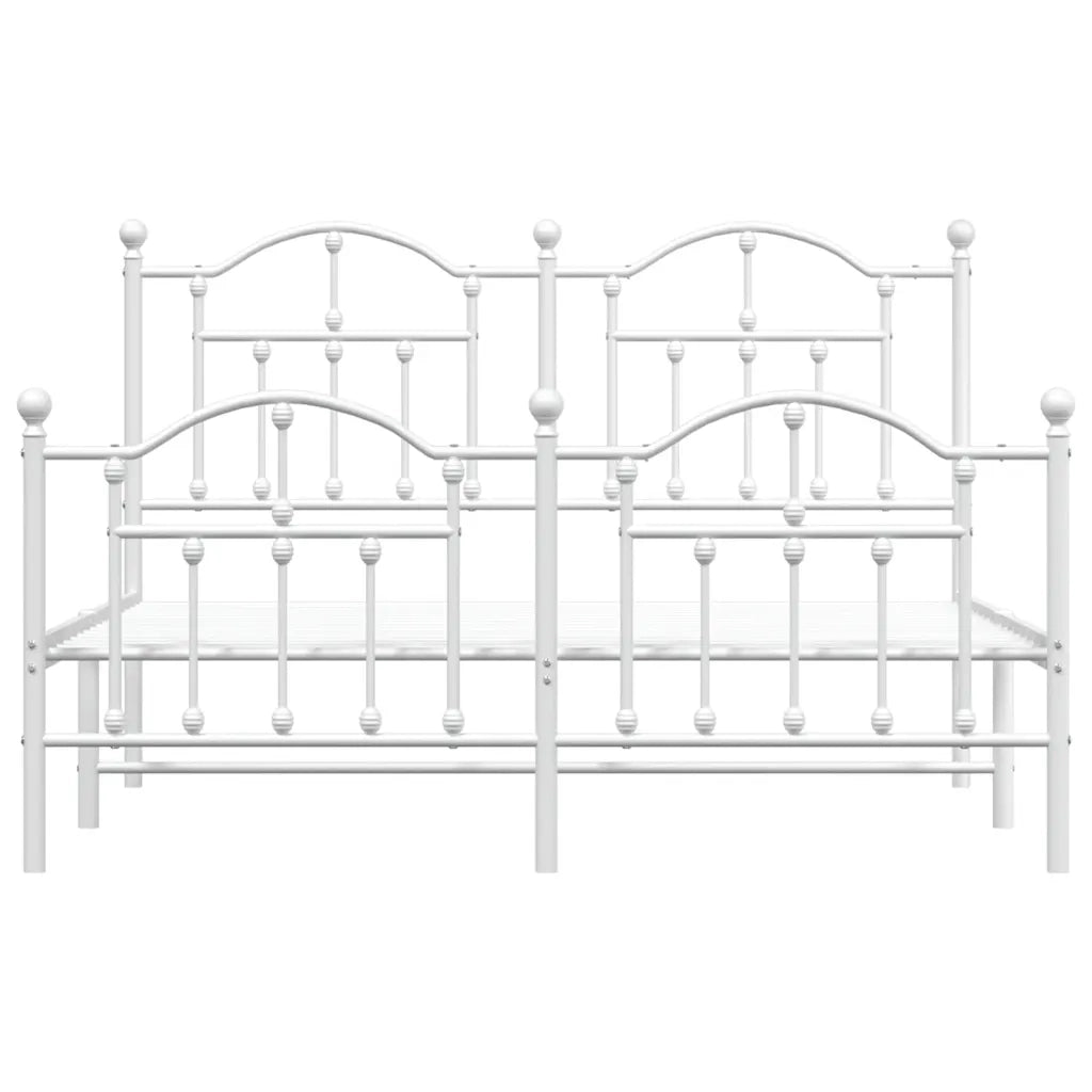 Giroletto con Testiera e Pediera-Struttura Letto Metallo Bianco 140x190 cm 689392