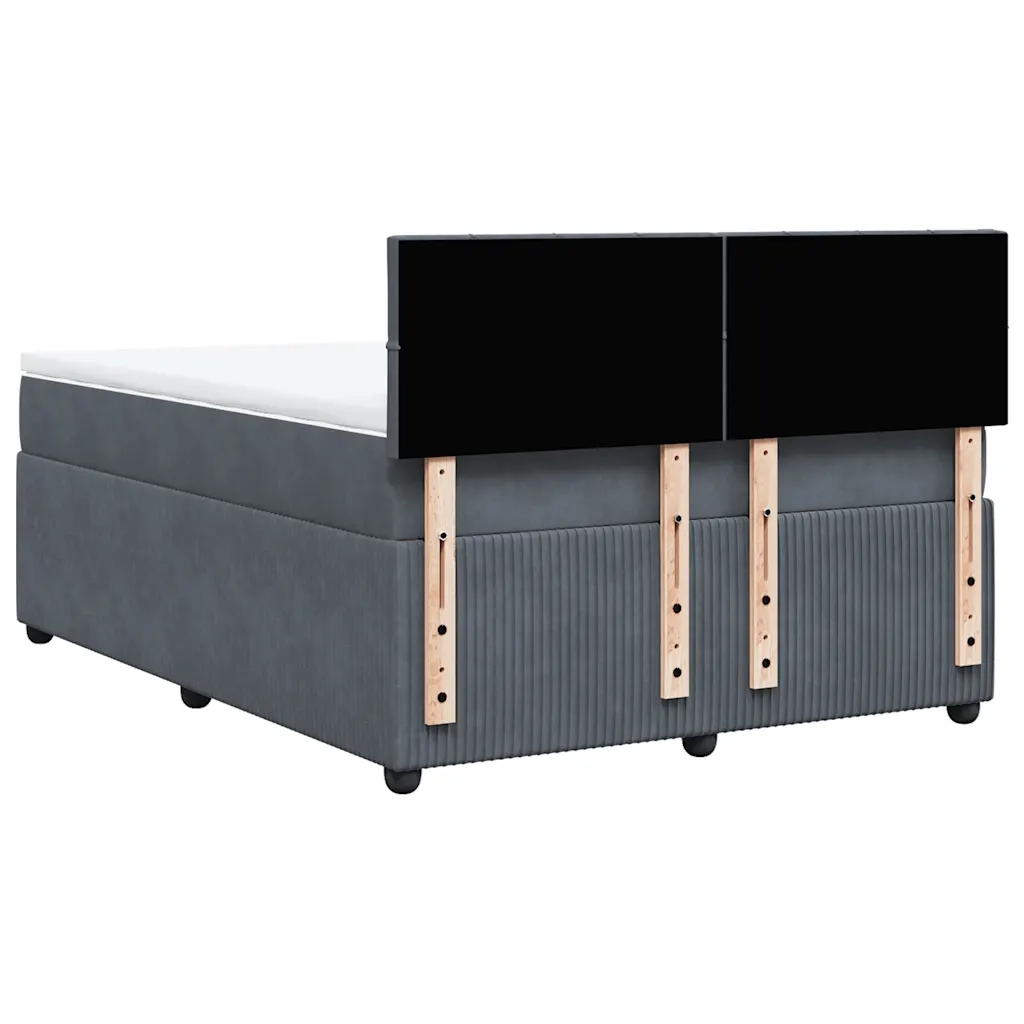 Giroletto a Molle con Materasso Grigio Scuro 160x200 cm Velluto 3290083