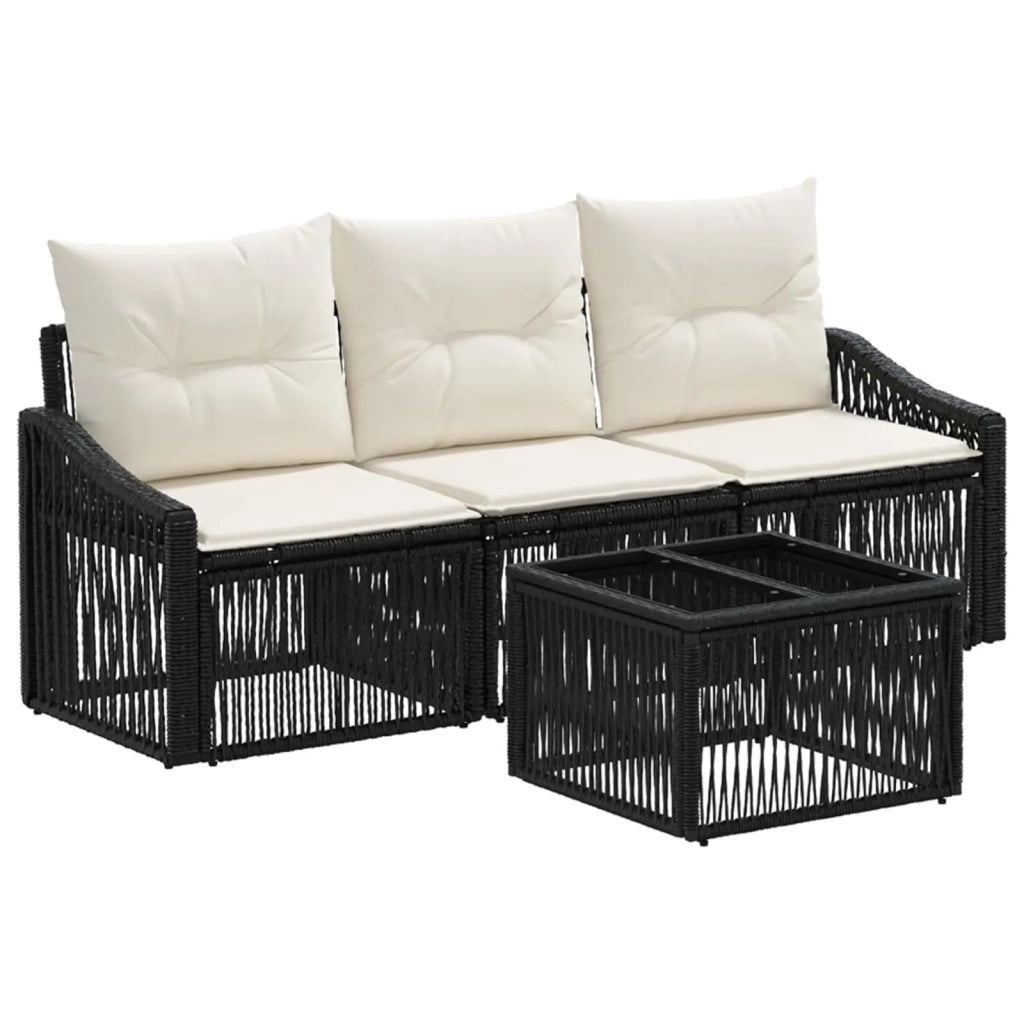 Set Divano da Giardino 4 pcs Nero polyrattan 3435925