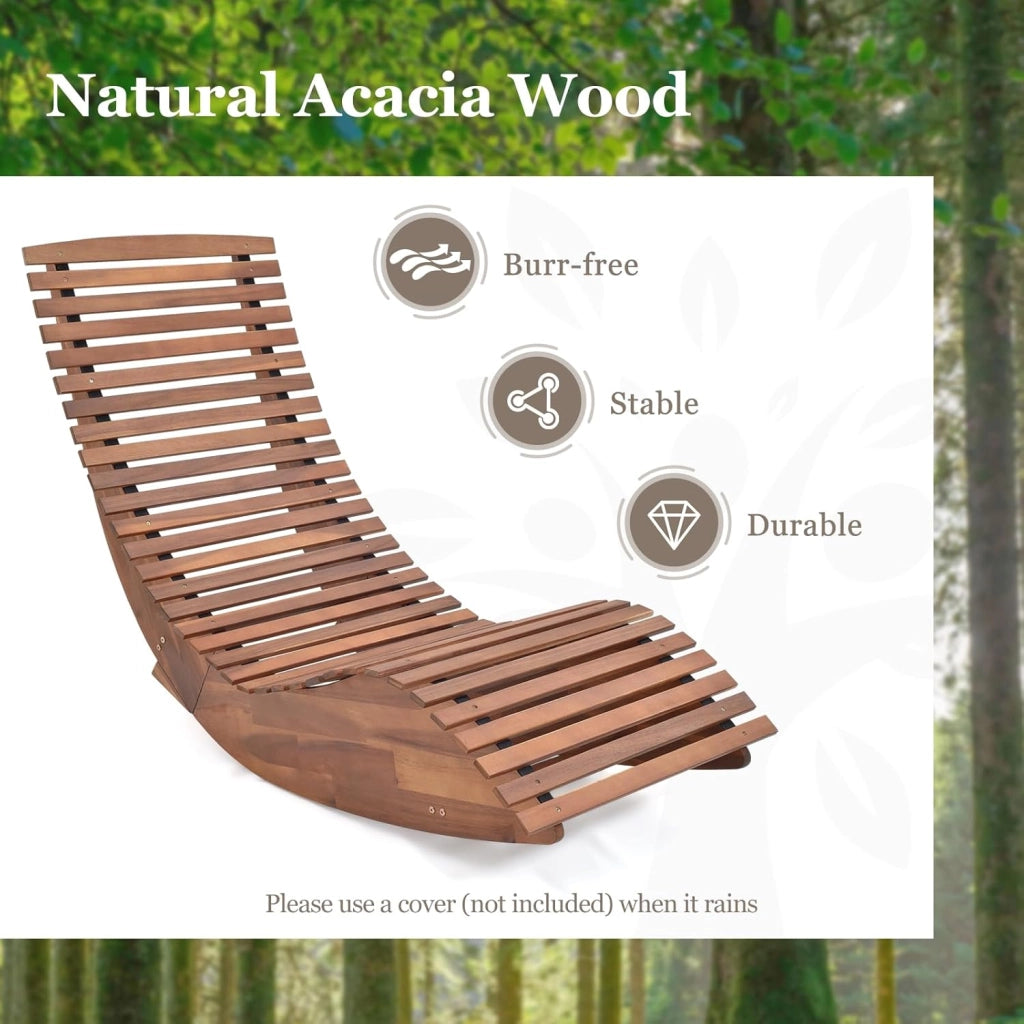 Lettino Prendisole con Altalena in Legno di Acacia, Resistente alle Intemperie, Portata 160 kg, 60x157x76 cm, per Giardino, Cortile e Piscina (1, 60 x 157 x 76 cm)