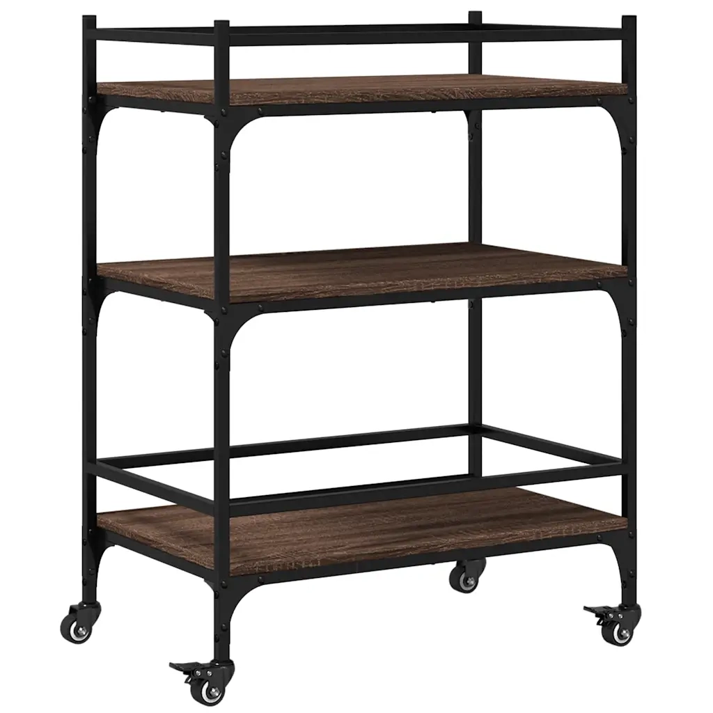 Carrello Cucina-Scaffale per Cucina Rovere Marrone 65x40x86,5 cm Legno Multistrato