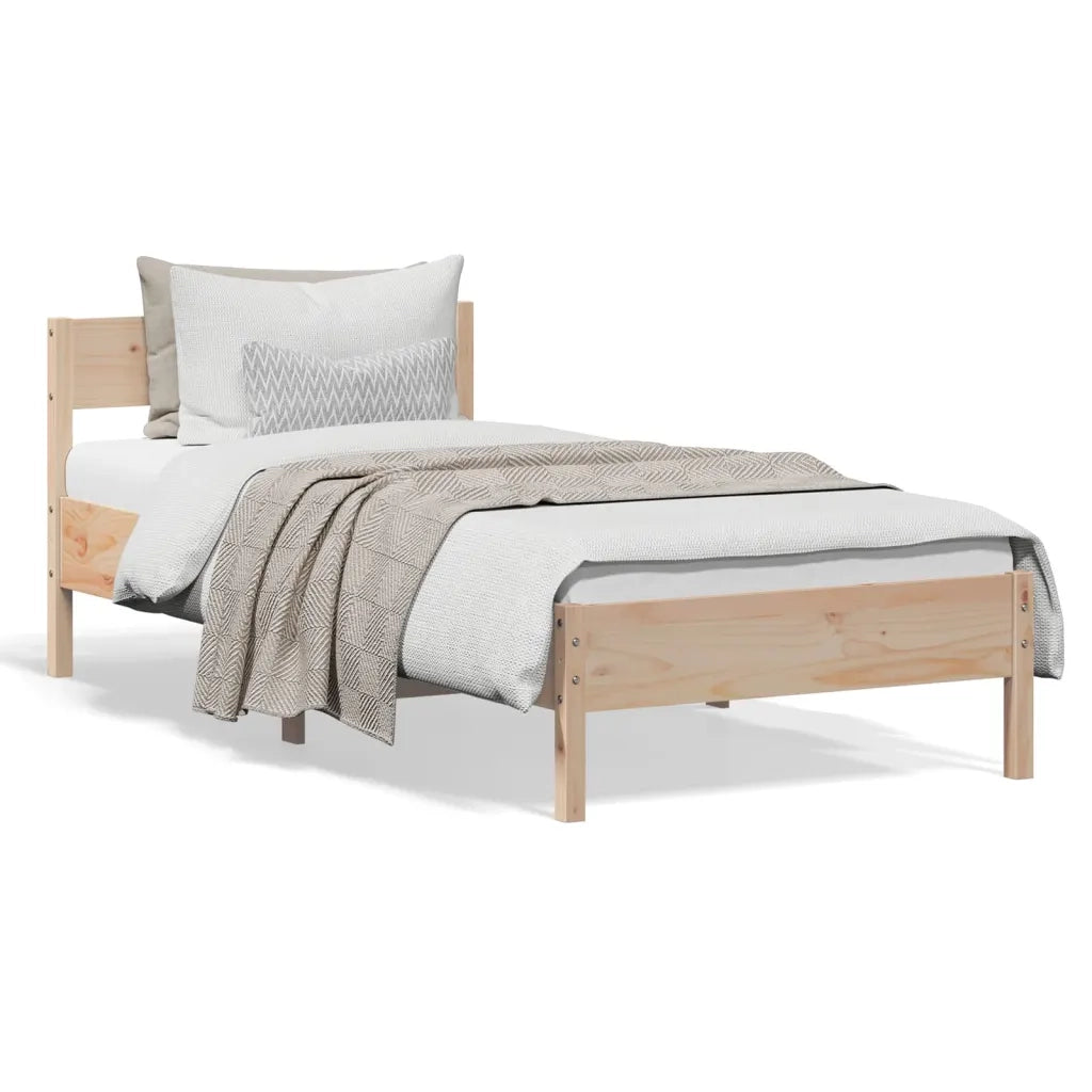 Letto senza Materasso-Struttura Letto 75x190 cm in Legno Massello Pino 433469