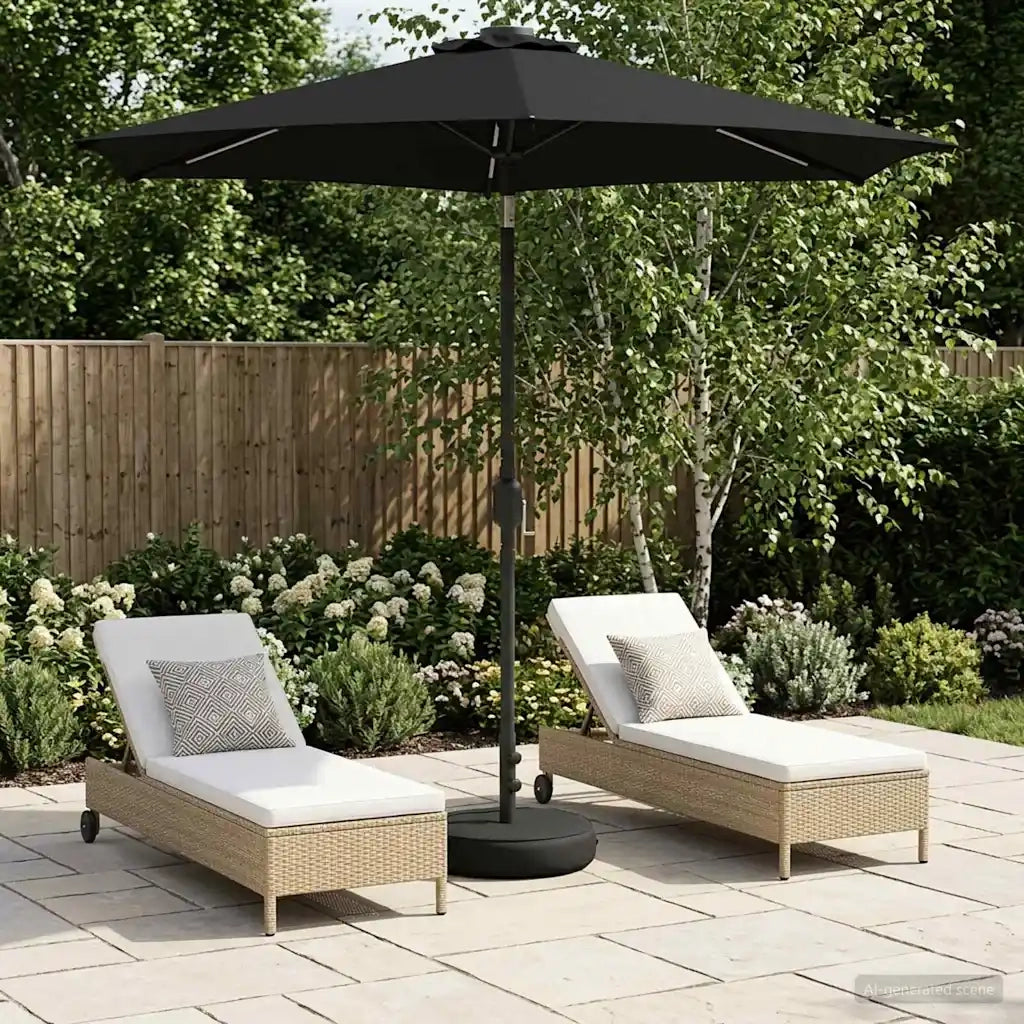 Parasol da Giardino con Luci LED 230 x 230 cm Poliestere Nero 42036254