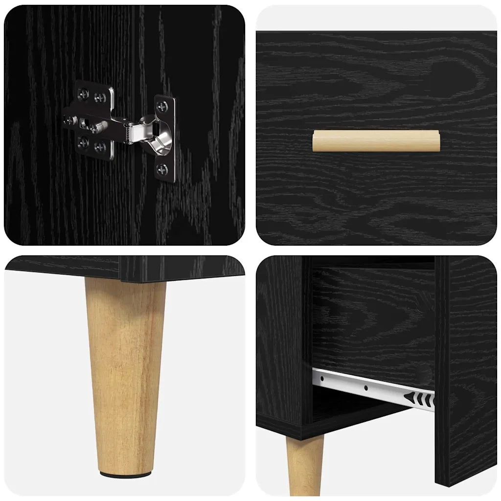 Credenza-Buffet-Armadio da cucina Rovere nero 34 x 69.5 x 90 cm Legno multistrato