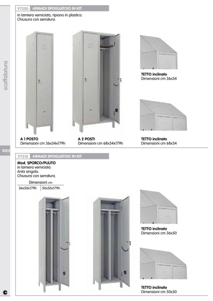 1pz armadio spogliatoio 1 posto kit con serratura dimensioni cm 35x36x179 h gri cod:ferx.12113.stock