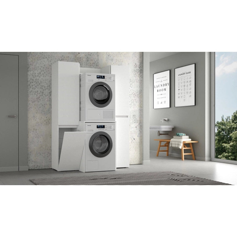 Mobile multiuso lavatrice e asciugatrice con 3 ripiani bianco 65x58x195 cm - Terraneo