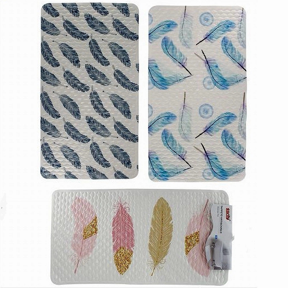 Trade Shop - Tappeto Tappetino Antiscivolo Per Bagno Arredo Fantasia Con Piume 38x70cm 59500 -