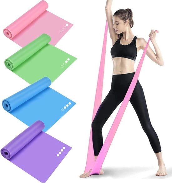 4 pezzi di cinture di resistenza per esercizi di forza - 2 m cintura di Pilates con 3 livelli di resistenza - costruzione muscolare - allenamento di forza yoga - per uomini e donne.