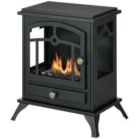 Camino Bioetanolo Stile Classico in Acciaio, Bruciatore da 1.2L per 3 Ore di Durata, 45x28x54cm, Nero