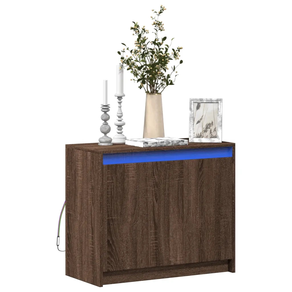 Credenza con LED Rovere Marrone 72x34x61 cm Legno Multistrato