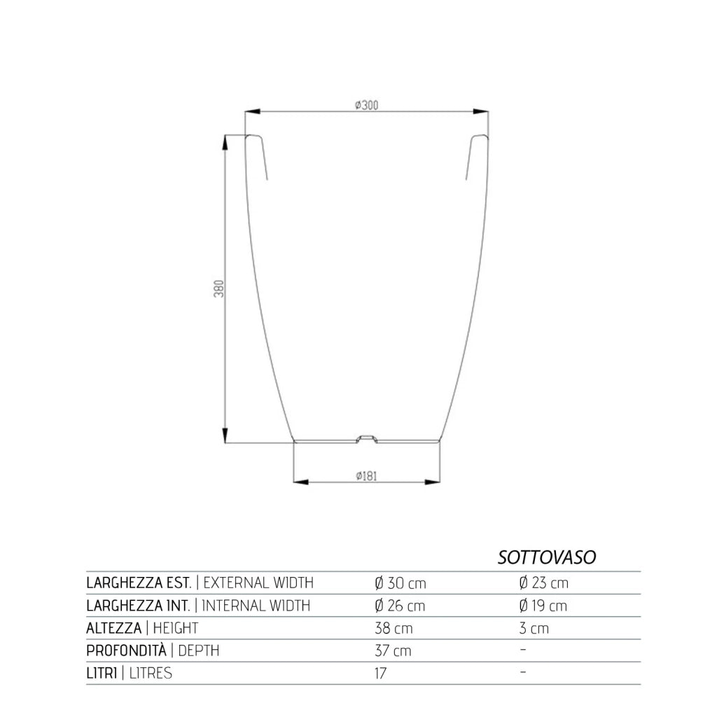 Vaso Aloe In Resina Tondo Avorio H38 Ø 30Cm
