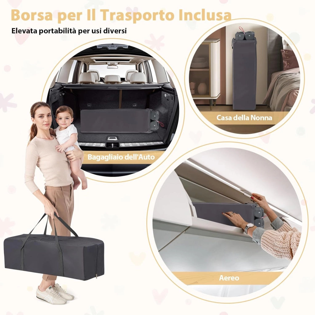 3 in 1 Lettino da Viaggio per Neonati, Lettino da Campeggio Portatile per Bambini con Culla e Fasciatoio Rimovibile, Materasso Rimovibile, per Bambini 0-36 Mesi (Colorato)