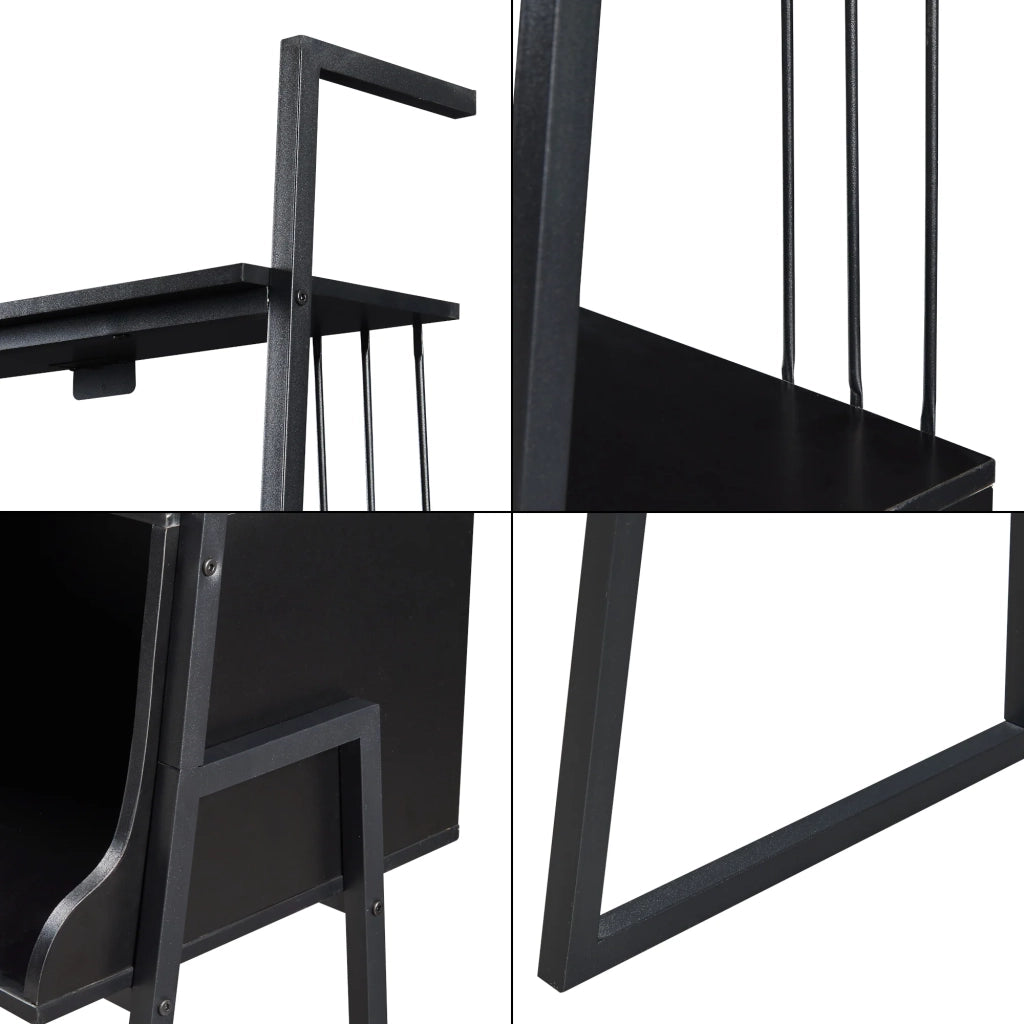 Scrivania/tavolo da lavoro in acciaio 184 x 80 x 40 cm nero 03_0009067