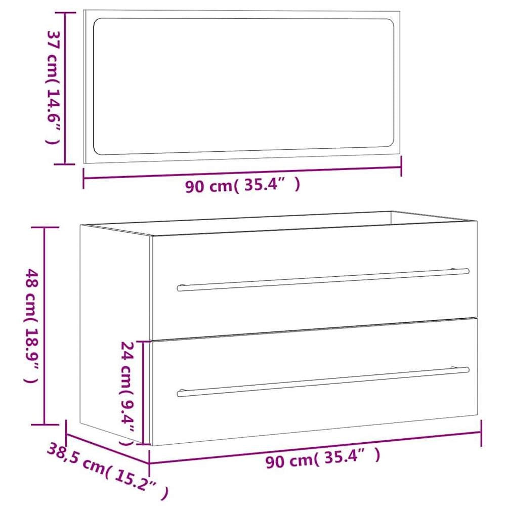 Bathroom Cabinet With Mirror, Black, Made Of Engineered Wood