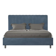 Letto matrimoniale contenitore imbottito 160x190 microfibra blu Agueda