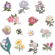 Set di strisce adesive da cucire da 14 pezzi - Fiori/Lettere - Strisce adesive per abbigliamento - Autoadesive/Temperature resistenti - Adatti per borse/scarpe - Disegni floreali vari