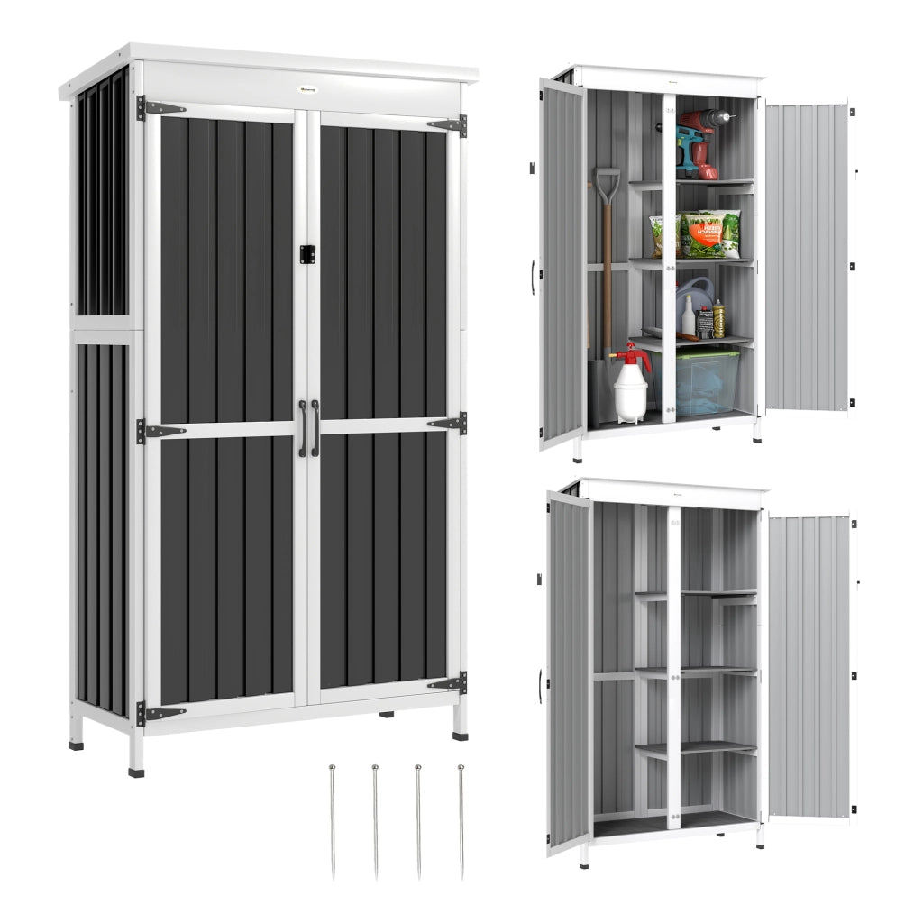 Armadio da Giardino in Legno e Acciaio ¨C zephmum ¨C Nero 94x43x166cm