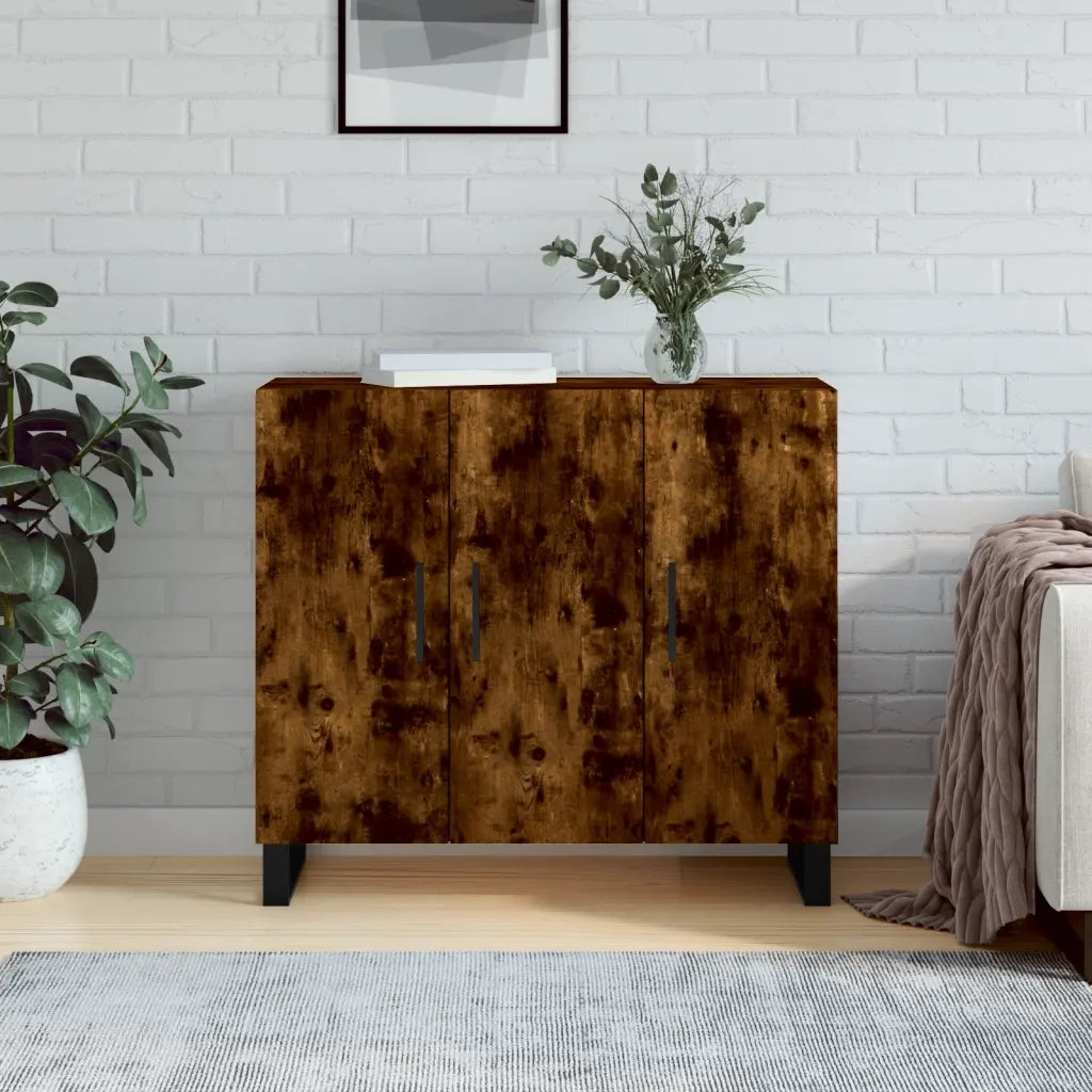 Credenza-Buffet-Armadio da cucina Rovere Fumo 90x34x80 cm in Legno Multistrato 119653