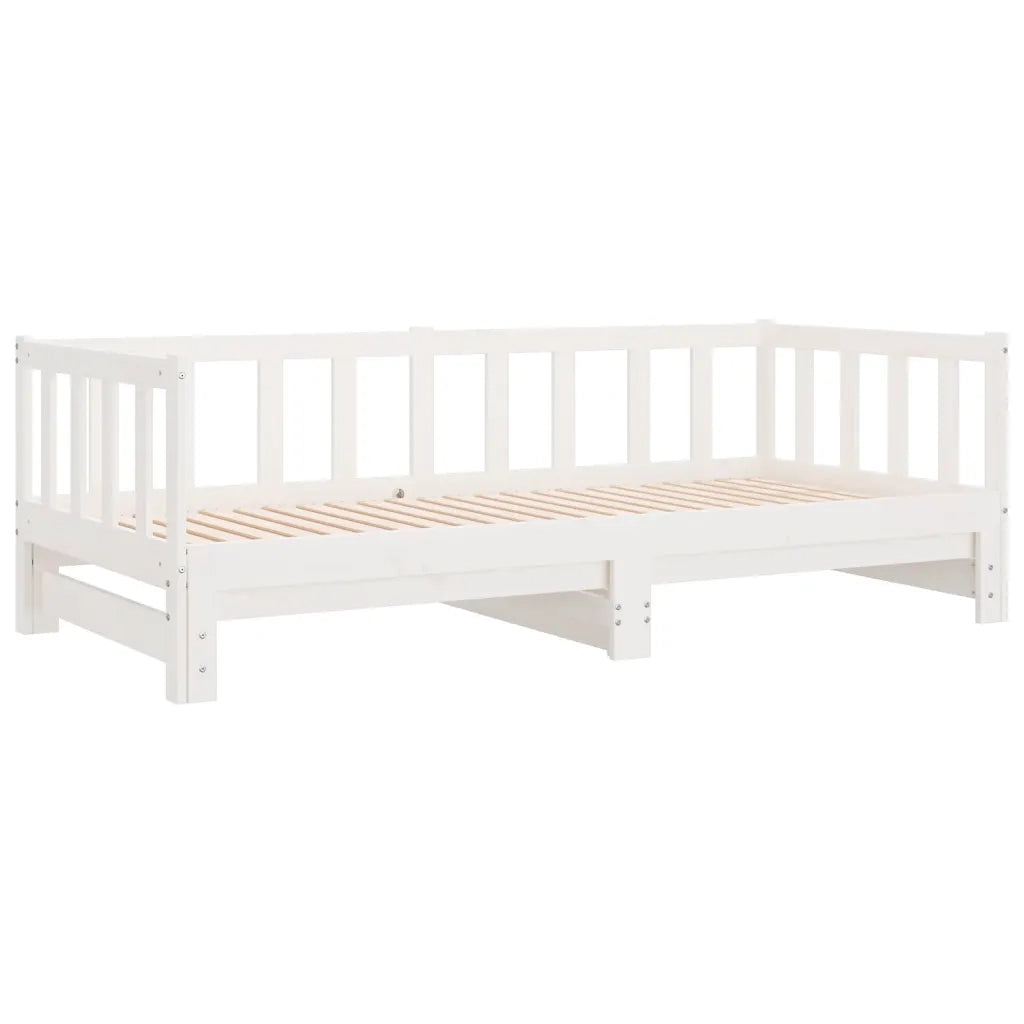 Letto singolo | Letto per adulti | Dormeuse Estraibile Bianca 2x(90x200) cm Legno Massello di Pino