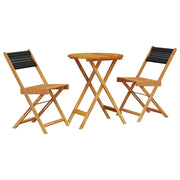 Set da Bistrot 3pz | Set Salotto da Giardino Nero in Polipropilene e Legno Massello